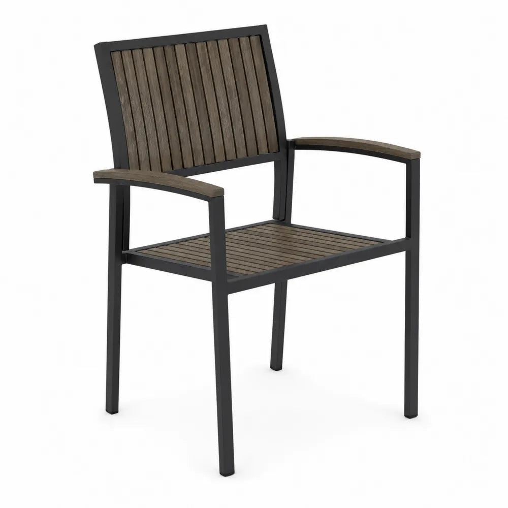 Chaise d'extérieur en métal et bois 85cm x 56cm x 61cm