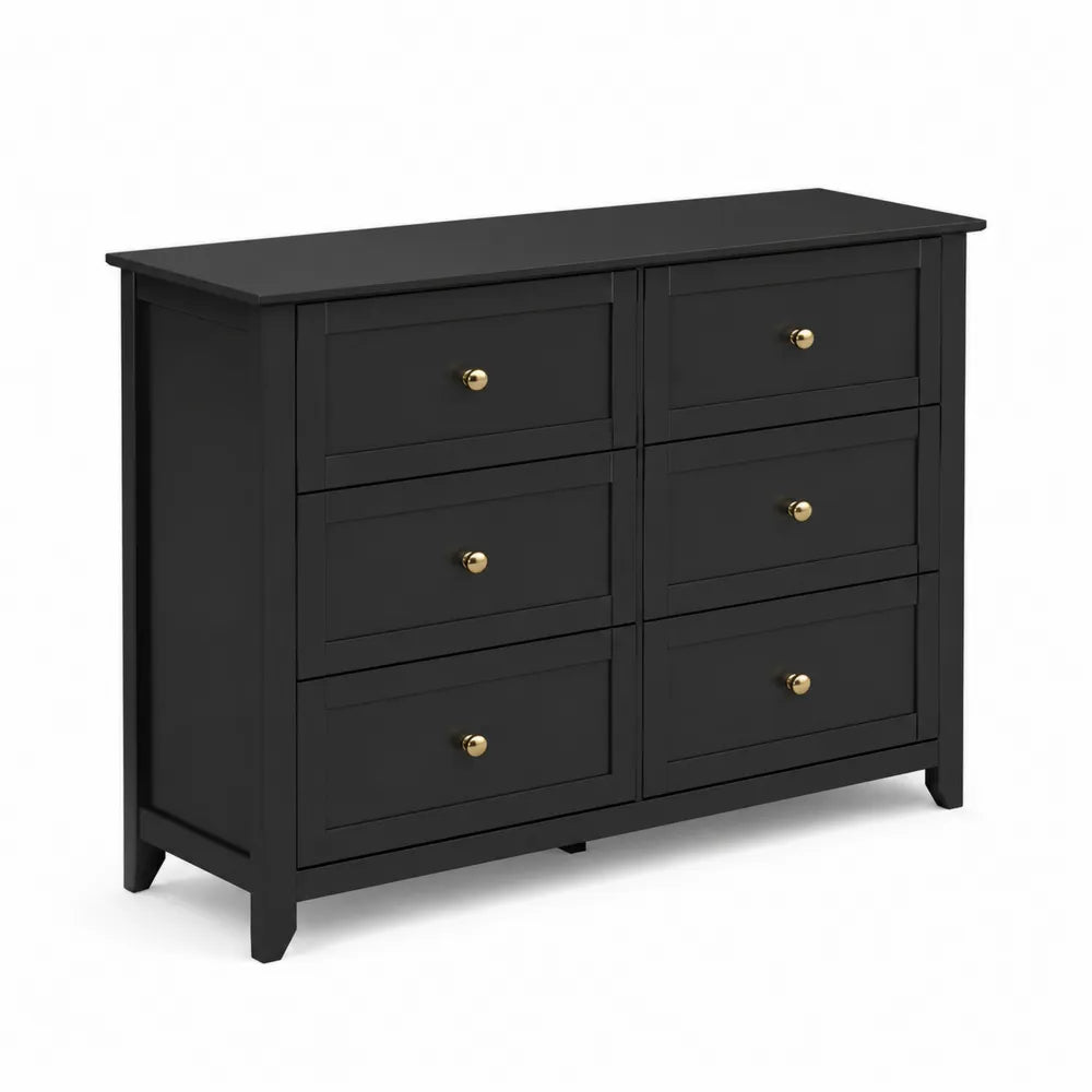 Commode 6 Tiroirs Bois MDF Noir 100x80x40cm