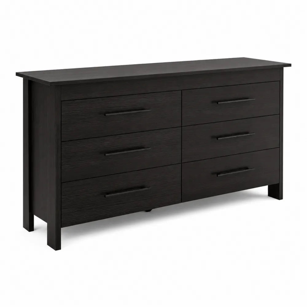 Commode 6 tiroirs en bois MDF Noir