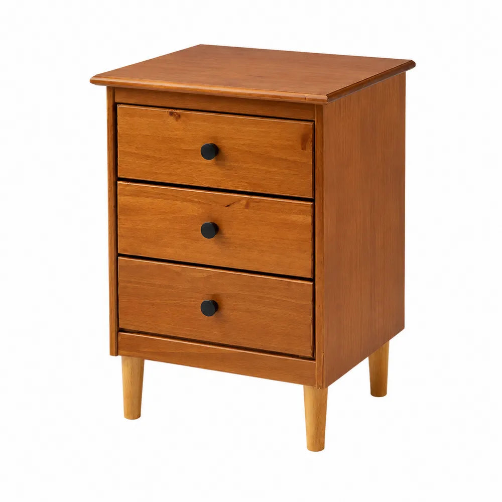 Commode en bois avec 3 tiroirs Marron