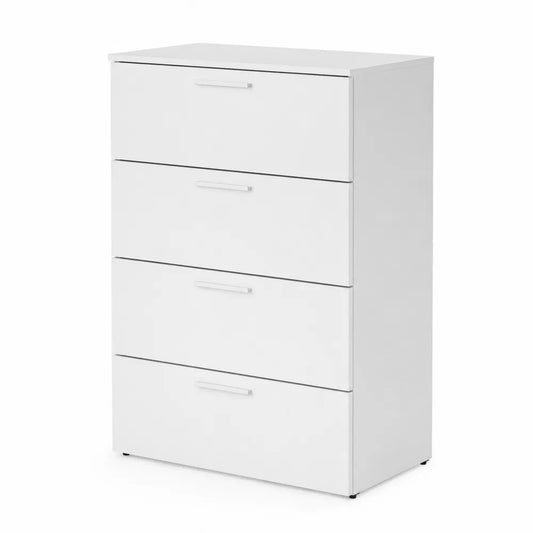 Commode 4 tiroirs en MDF Blanc 80x40x95 cm