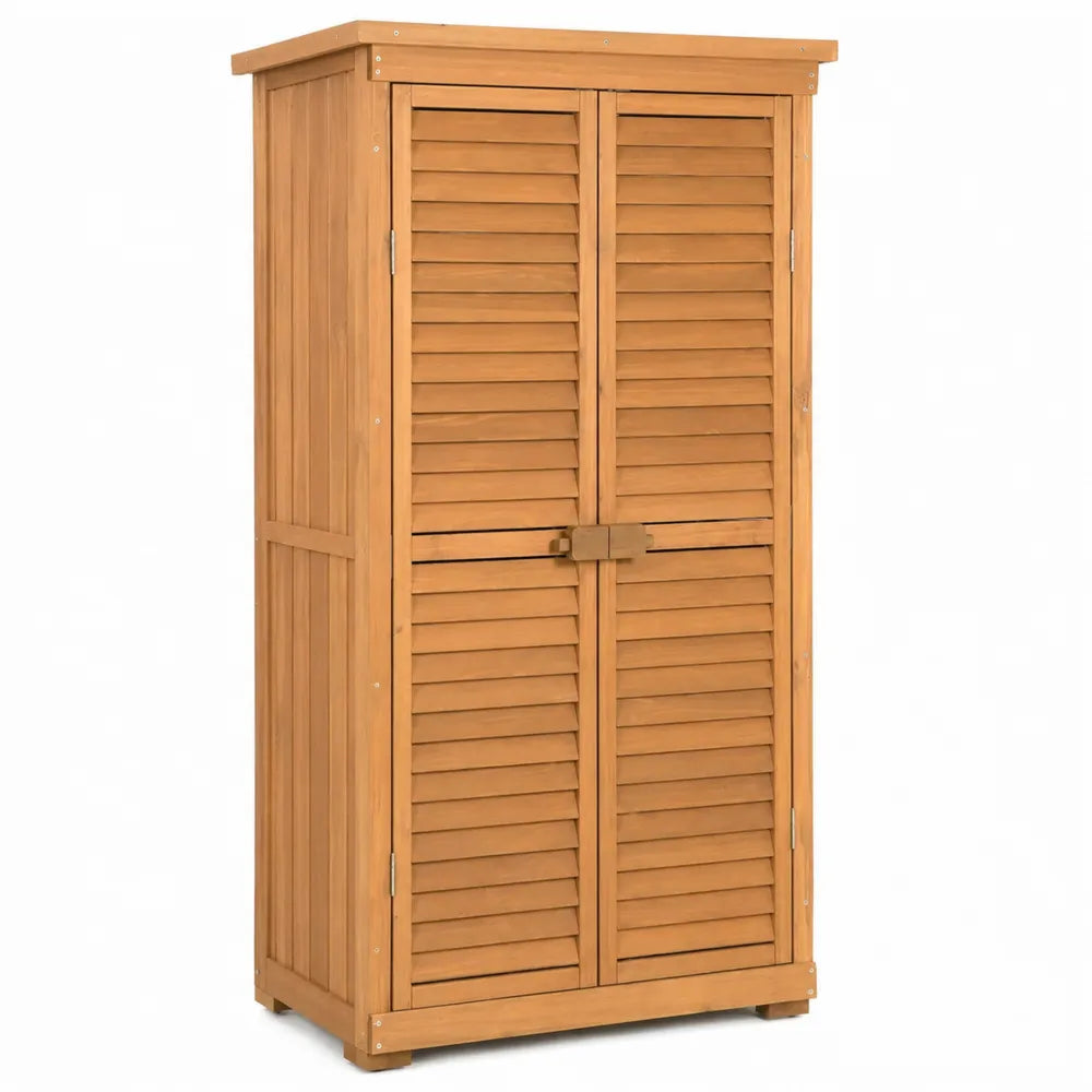 Armoire extérieure en acacia avec portes à persiennes 180x75x50 cm Marron