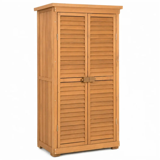 Armoire extérieure en acacia avec portes à persiennes 180x75x50 cm Marron