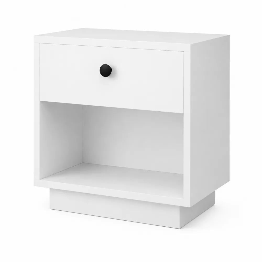 Table de chevet en MDF blanc avec tiroir 60x45x35 cm