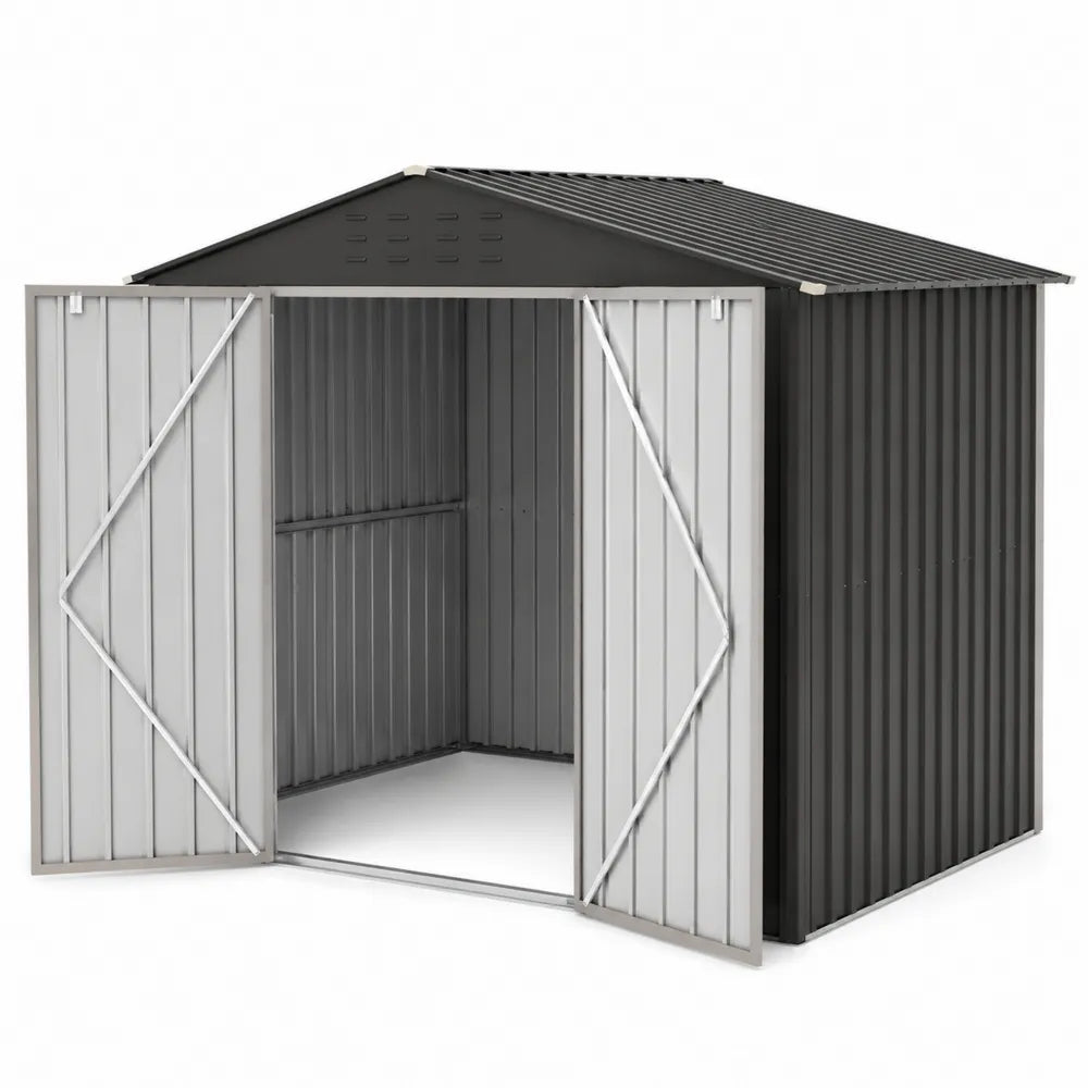 Abri de Jardin Métallique Acier Galvanisé Gris 210x120x180cm