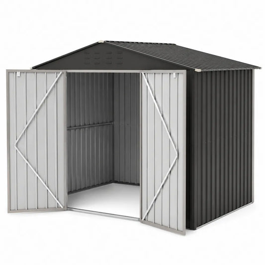 Abri de Jardin Métallique Acier Galvanisé Gris 210x120x180cm