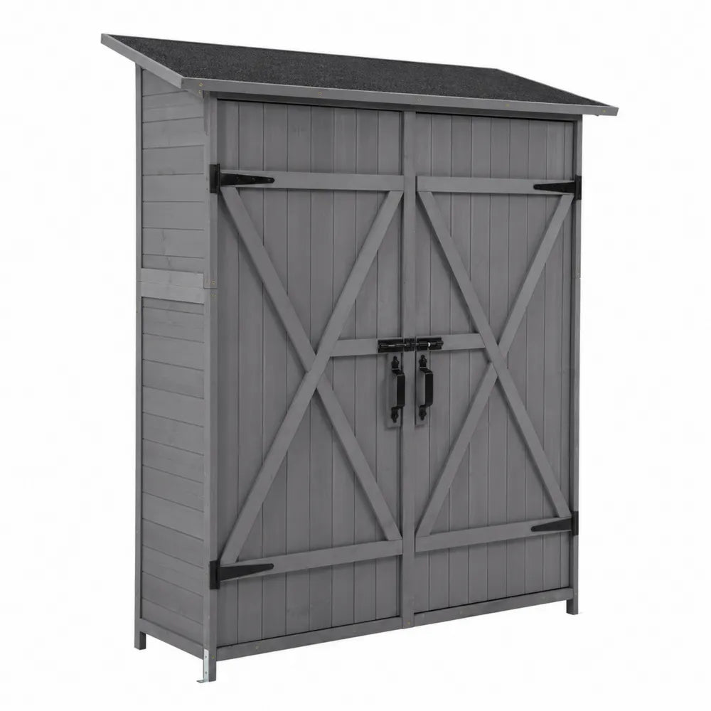 Abri de jardin en bois avec toit en feutre, 180x90x170 cm Gris