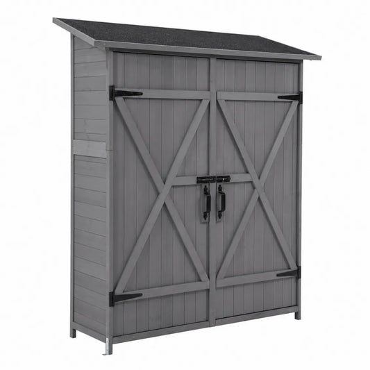 Abri de jardin en bois avec toit en feutre, 180x90x170 cm Gris