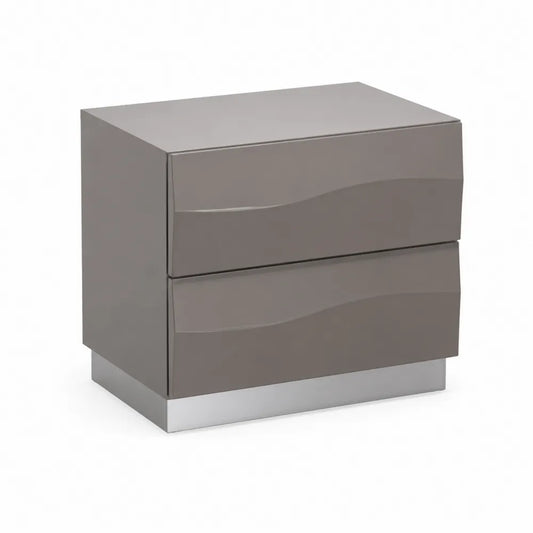 Table de chevet 2 tiroirs en bois et métal Gris